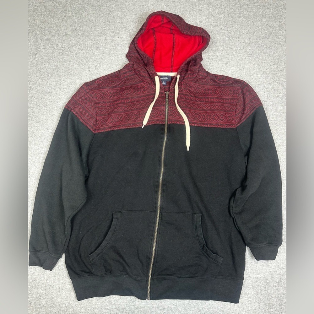 KingSize Hoodie Men XL Big Full Zip Hooded Sweater Pattern‎ Drawstring Geometric